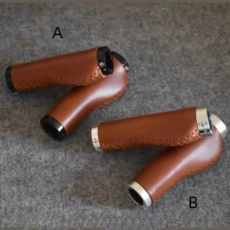 Bicycle ergonomics grips 90mm 128mm for brompton MTB leather grips