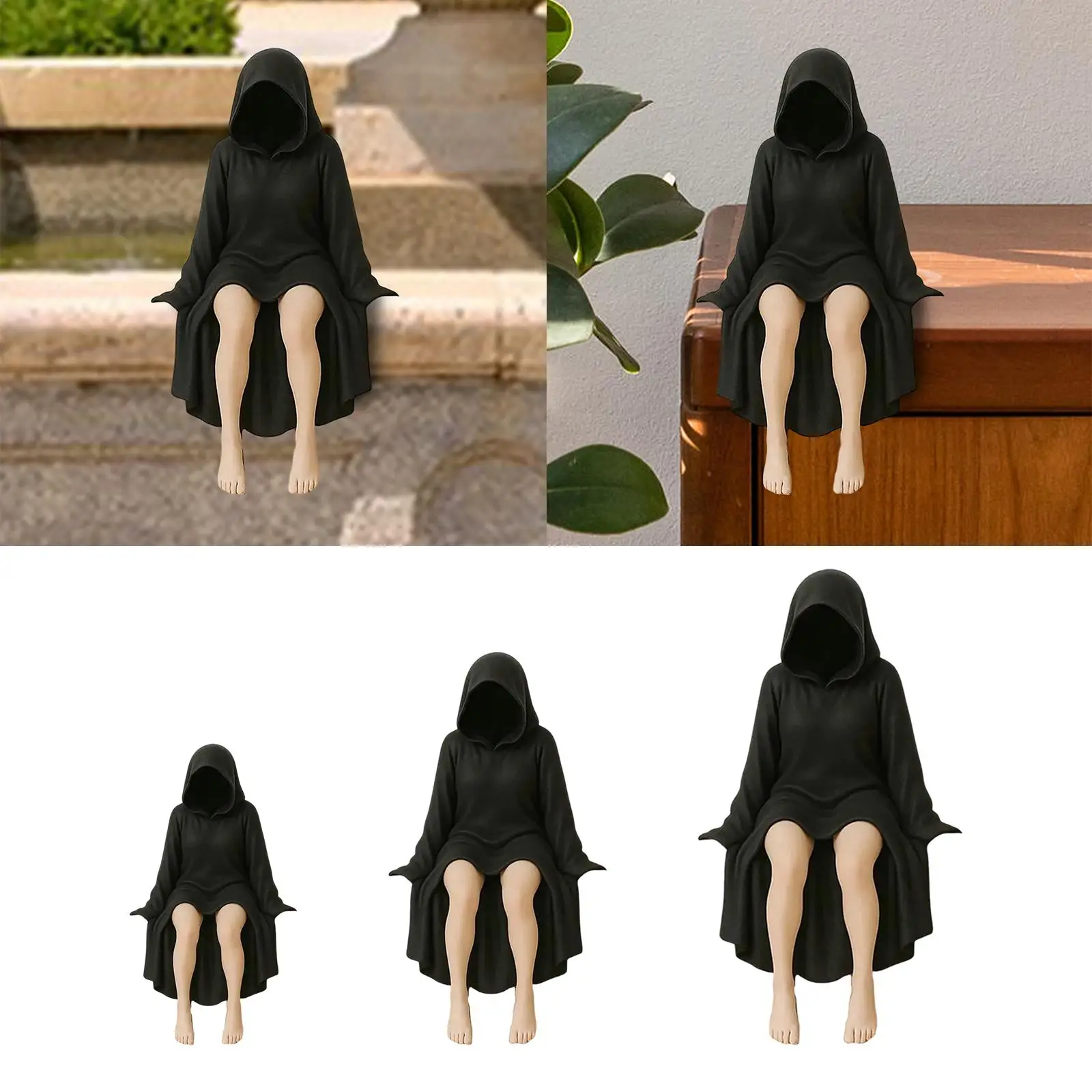 Gothic Sculpture Garden Bookshelf Decoration Halloween Decoration Creative Resin Small Gothic Sitting Statue for Entrance