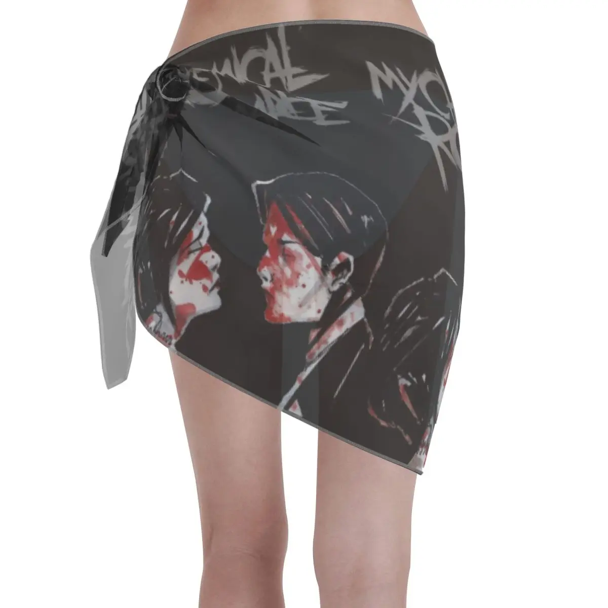 Personalizzato My C-Chemical Romances Beach Bikini Wrap Bikini trasparente Abiti da spiaggia Gonna corta Sciarpa di chiffon Cover up per le donne
