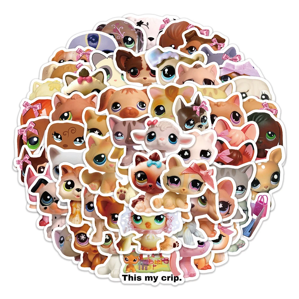 10/30/60pcs Littlest Pet Shop Anime Game Stickers Cute Cartoon Cat Dog Decals Water Bottle Scrapbook Phone Kids DIY Sticker Toy