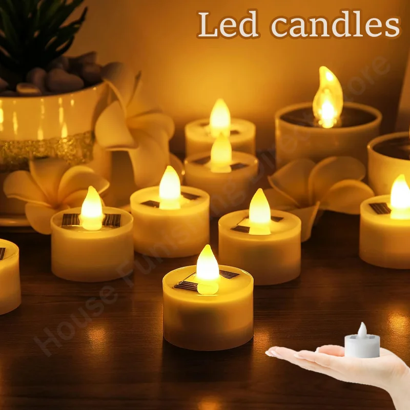 

Solar Powered LED Flameless Candles Outdoor Waterproof Lights for Halloween Garden Party Decorations Pathway Lighting
