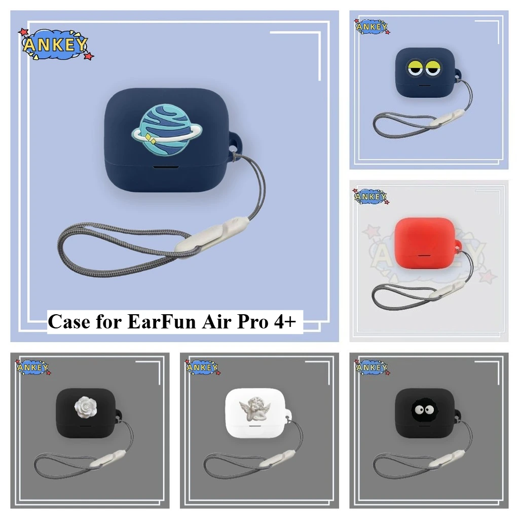 ل EarFun Air Pro 4 + حافظة واقية سماعات الأذن غطاء ناعم Air Pro 4 Plus قذائف كم حبل اليد حزام الملحقات