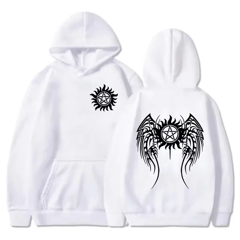 

Spring and Autumn Fashionable Hoodie Fun Supernatural Crow Wings Printed Harajuku Sweater Men and Women Long Hoodie