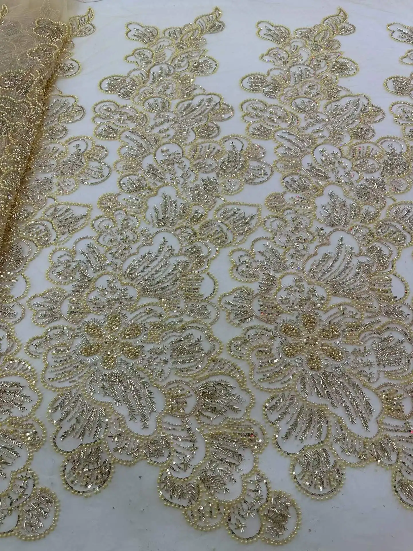 2027 Wedding Dress Fabric, Elegant Soft Tulle Lace with Sequin and Stones - High Quality Austria LatestNN6981_R view 3