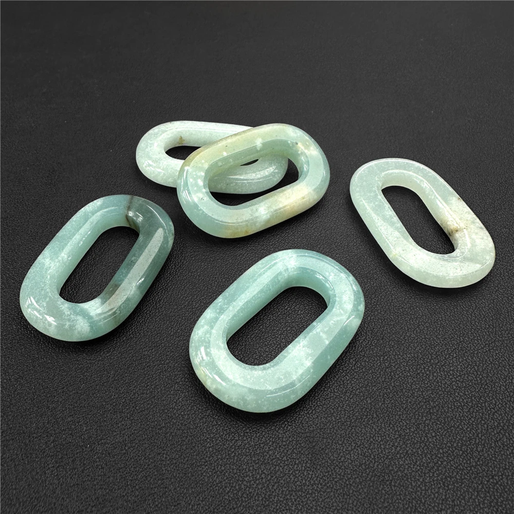 O Shape Natural Stone Crystal Pendant Hollow out Stone Big Hole Gem Rectangle Charms for Jewelry Making Bracelet DIY 25X40mm