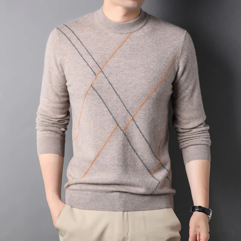 

2023 New Fashion Brand Knit High End Designer Winter Wool Pullover Black Sweater For Man Cool Autum Casual Jumper Mens Clothing