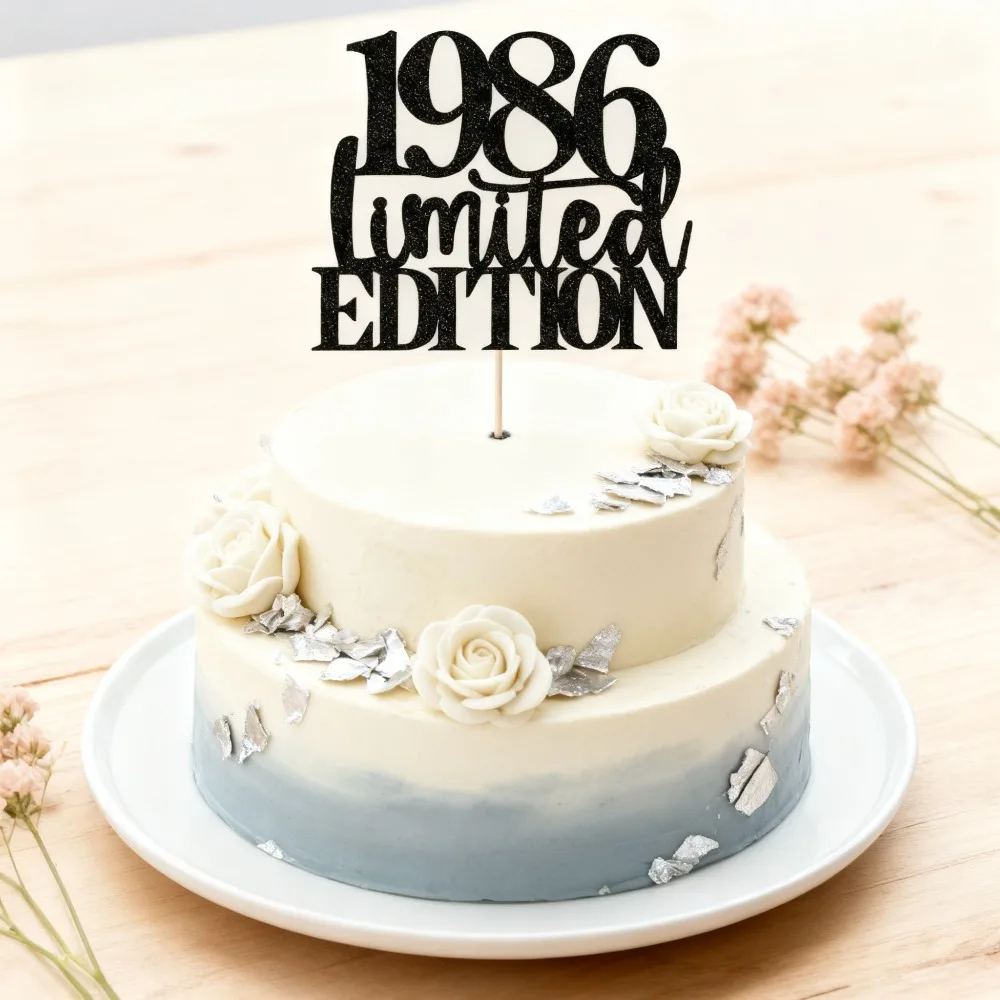 Limitierte Auflage 1986 Tortenaufsatz 40. Geburtstag Happy Birthday Tortenaufsatz für Männer und Frauen Jubiläum 40 Jahre Handgefertigt – Detail 2