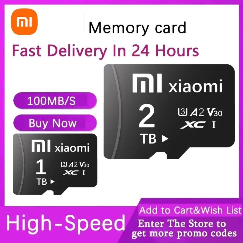 Xiaomi Memory Card 2TB 1TB 512GB Micro TF SD Card 128GB Flash Class 10 SD Card 256GB TF Flash Memory Card For Phones Gaming Ps4