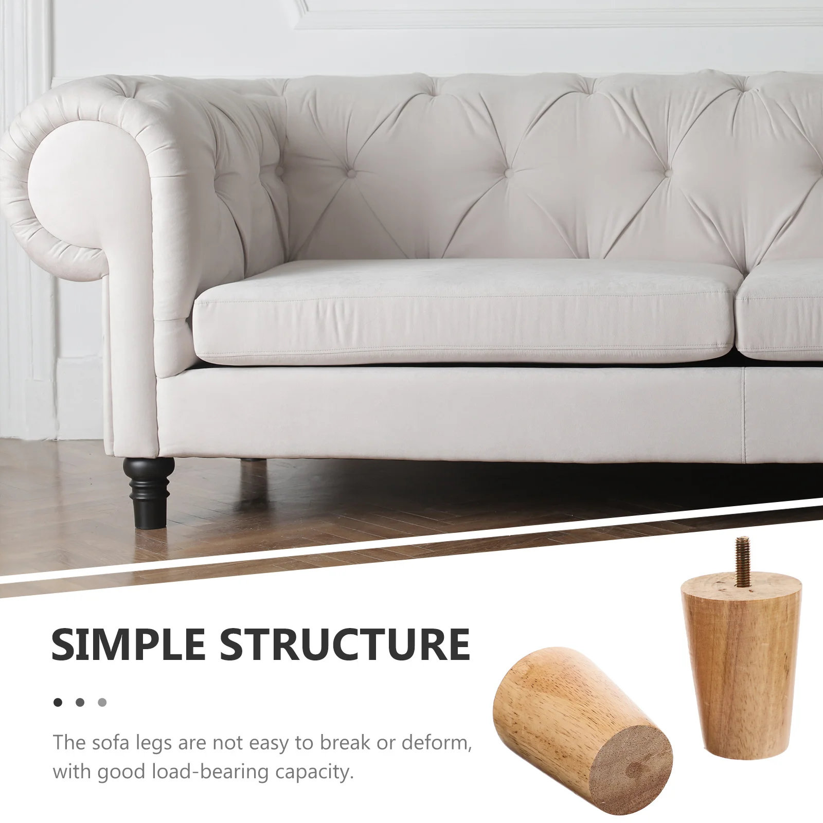 

2Pcs Furniture Legs Wood Sofa Couch Dresser Replacement Durable Quality Wood Legs Furniture Feet Polished Finish