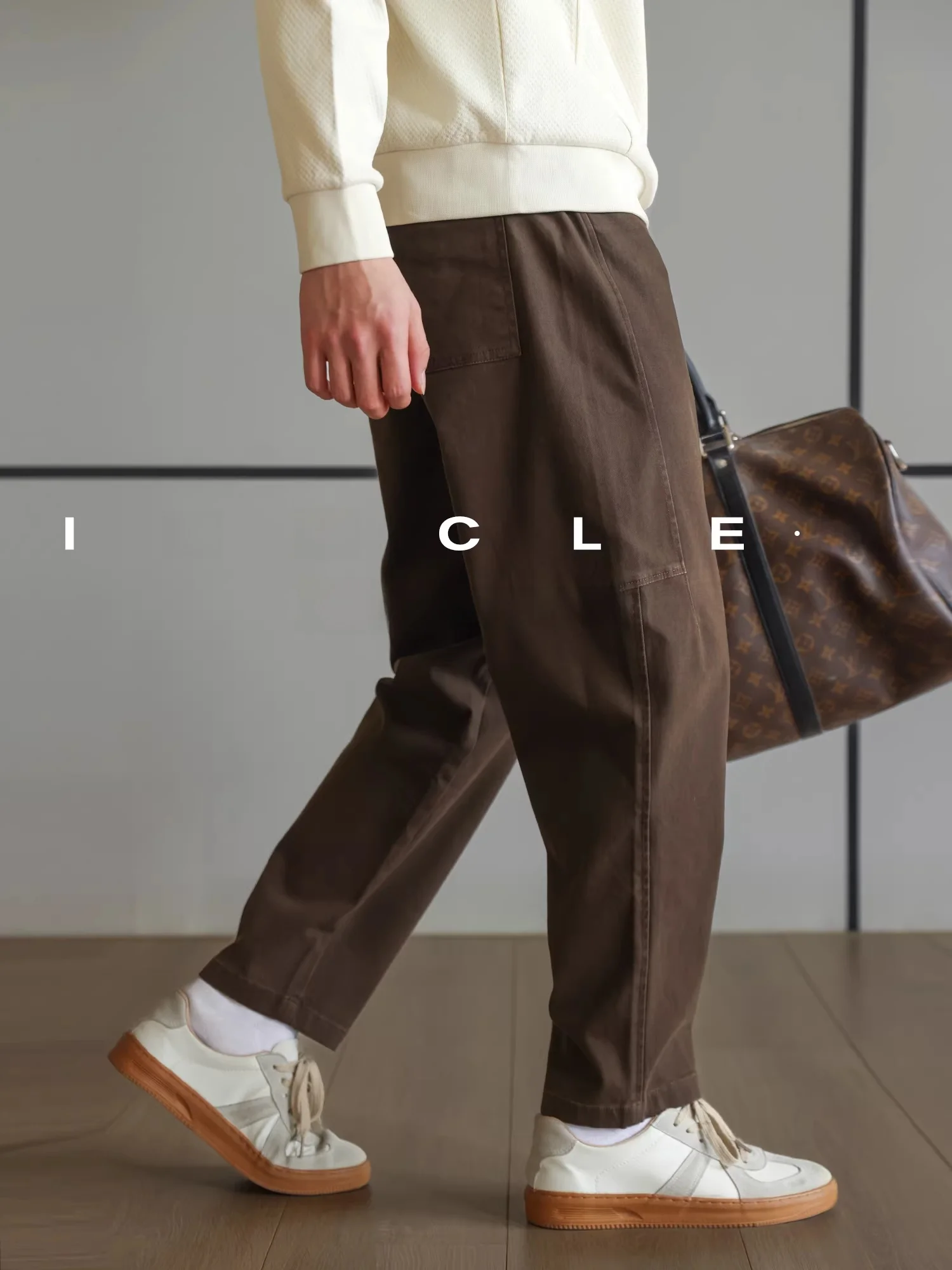 

Мужские повседневные брюки свободного кроя в американском ретро-стиле, эластичные, для города, весна-осень, новая модель, 3D-крой, широкие штанины