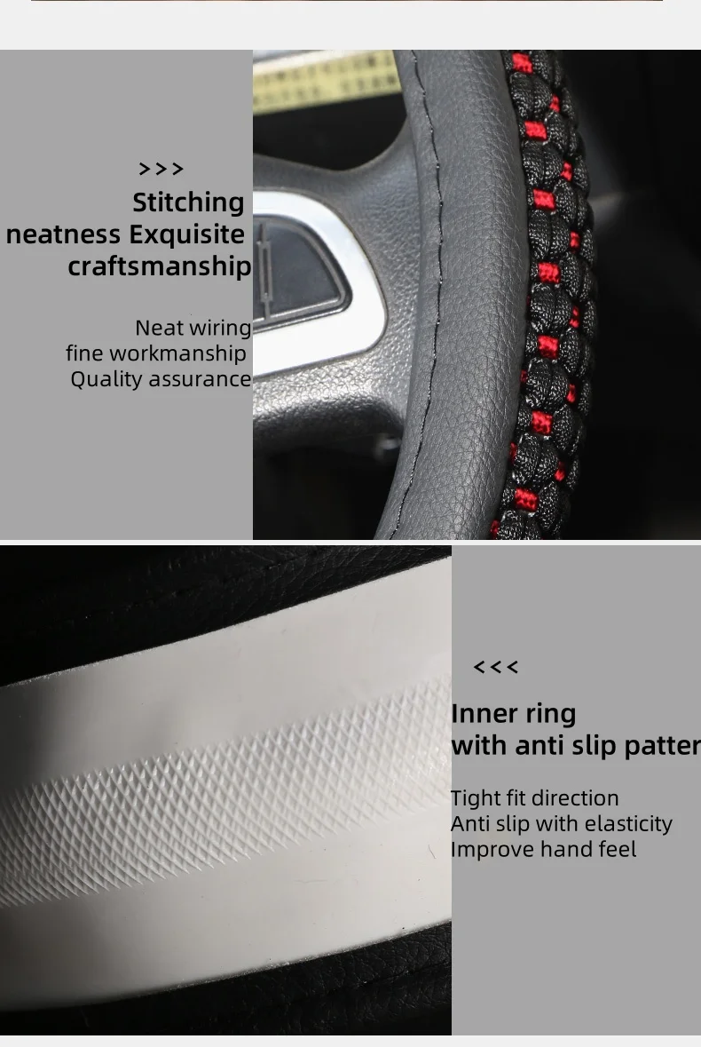 Rutschfester LKW-Lenkradbezug aus PU-Leder und Eisseide, personalisiert, 40-50 cm, 16-20 Zoll – Detail 2