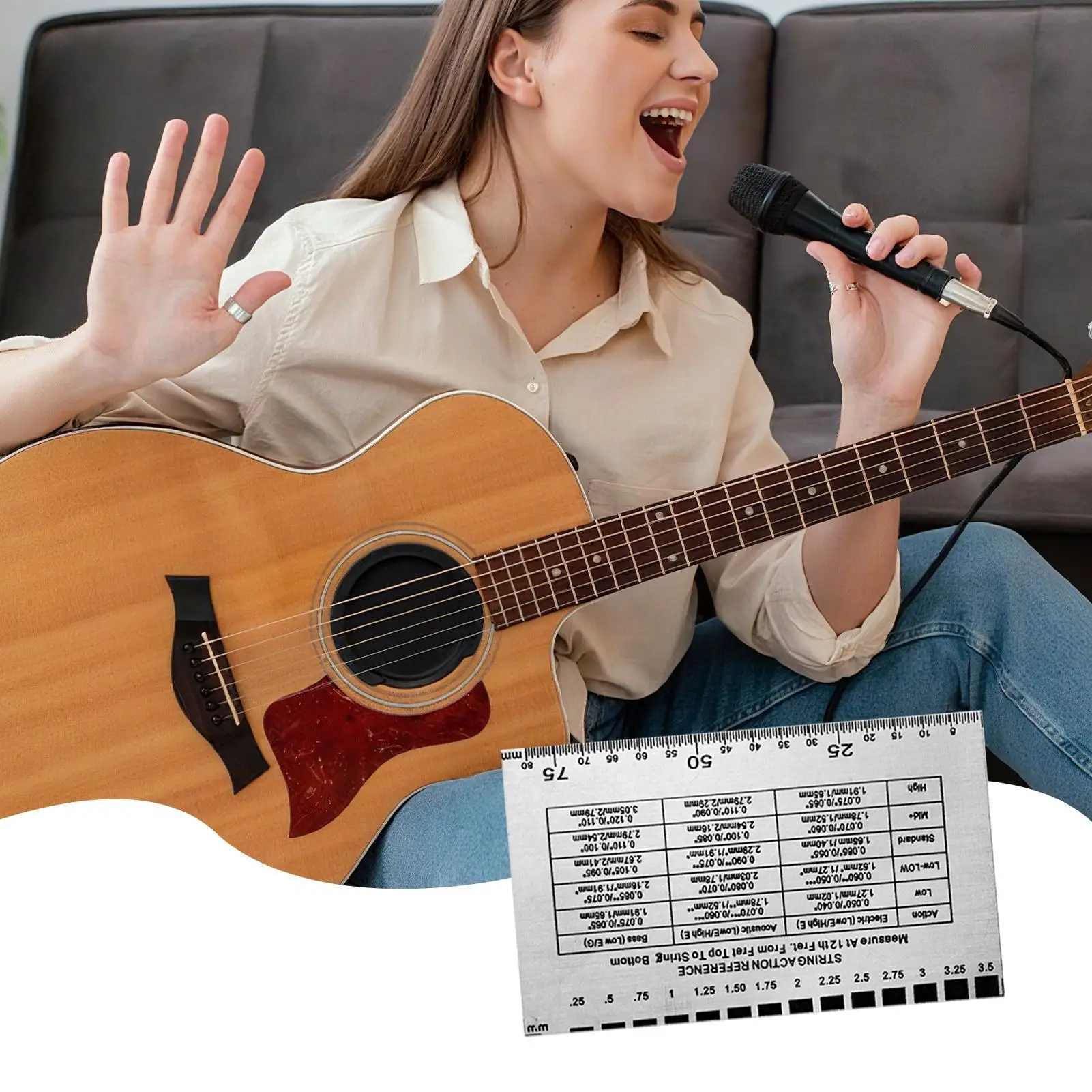 

Измеритель высоты гитарных струн, инструменты для электрогитары, портативный датчик настройки струн для электроакустических профессионалов Luthier