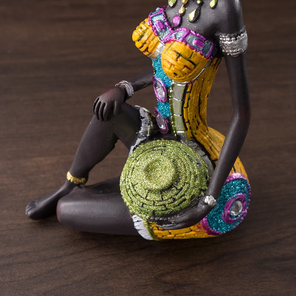 African Black Women Figurines Home Decoration Wine Cabinet Study Room Living Room Tabletop  Resin Sculpture Craft Gift Ornament