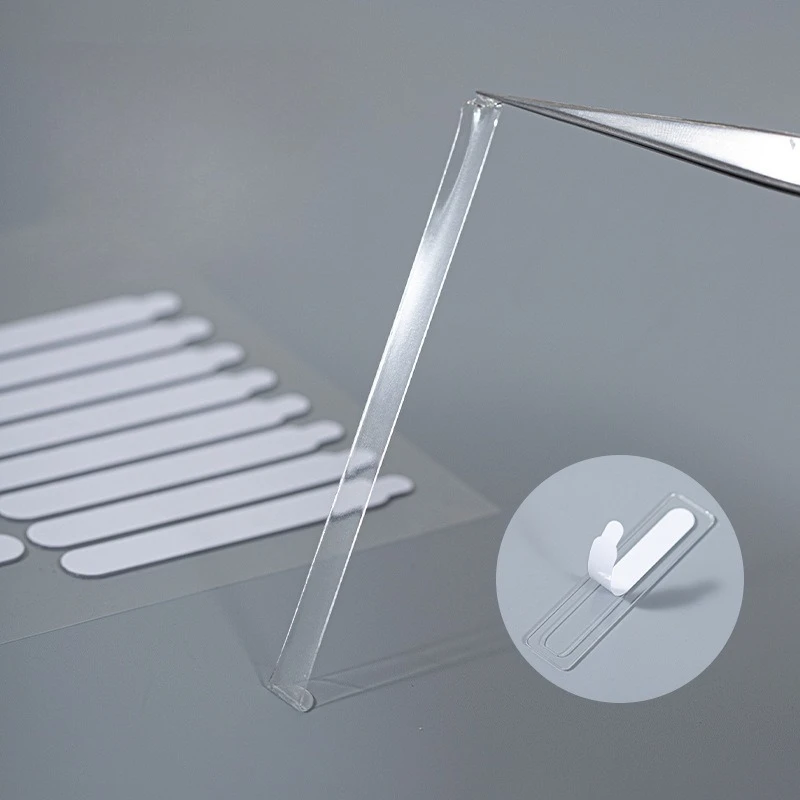 1 مجموعة شفافة نصائح كاذبة عرض موقف شريط لاصق على الوجهين أدوات مسمار تصميم ممارسة حامل Traceless ملصق الغراء #2