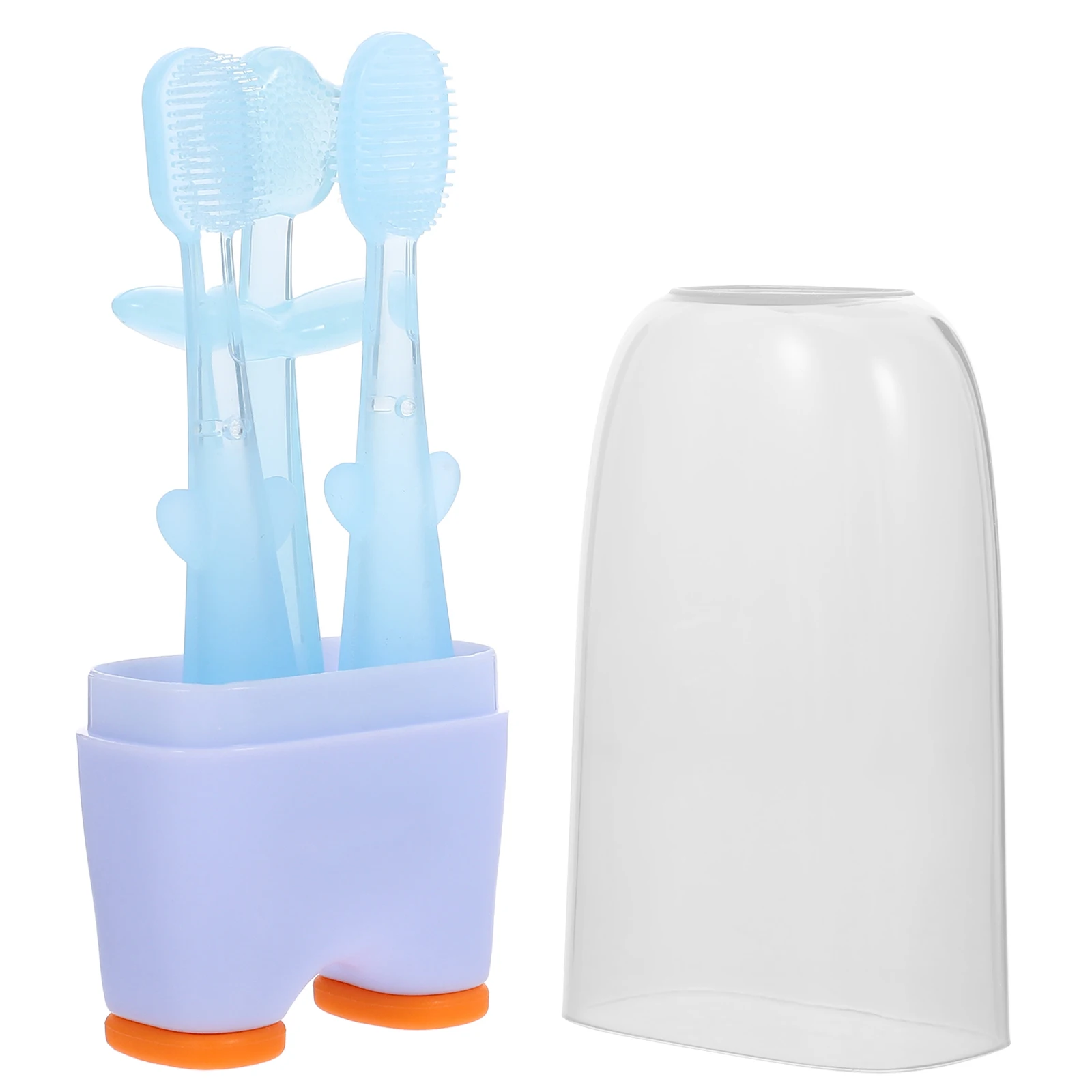 

1 комплект, детская силиконовая зубная щетка, мягкий очиститель языка для новорожденных, уход за полостью рта, массажер для прорезывания зубов, защитная щетка