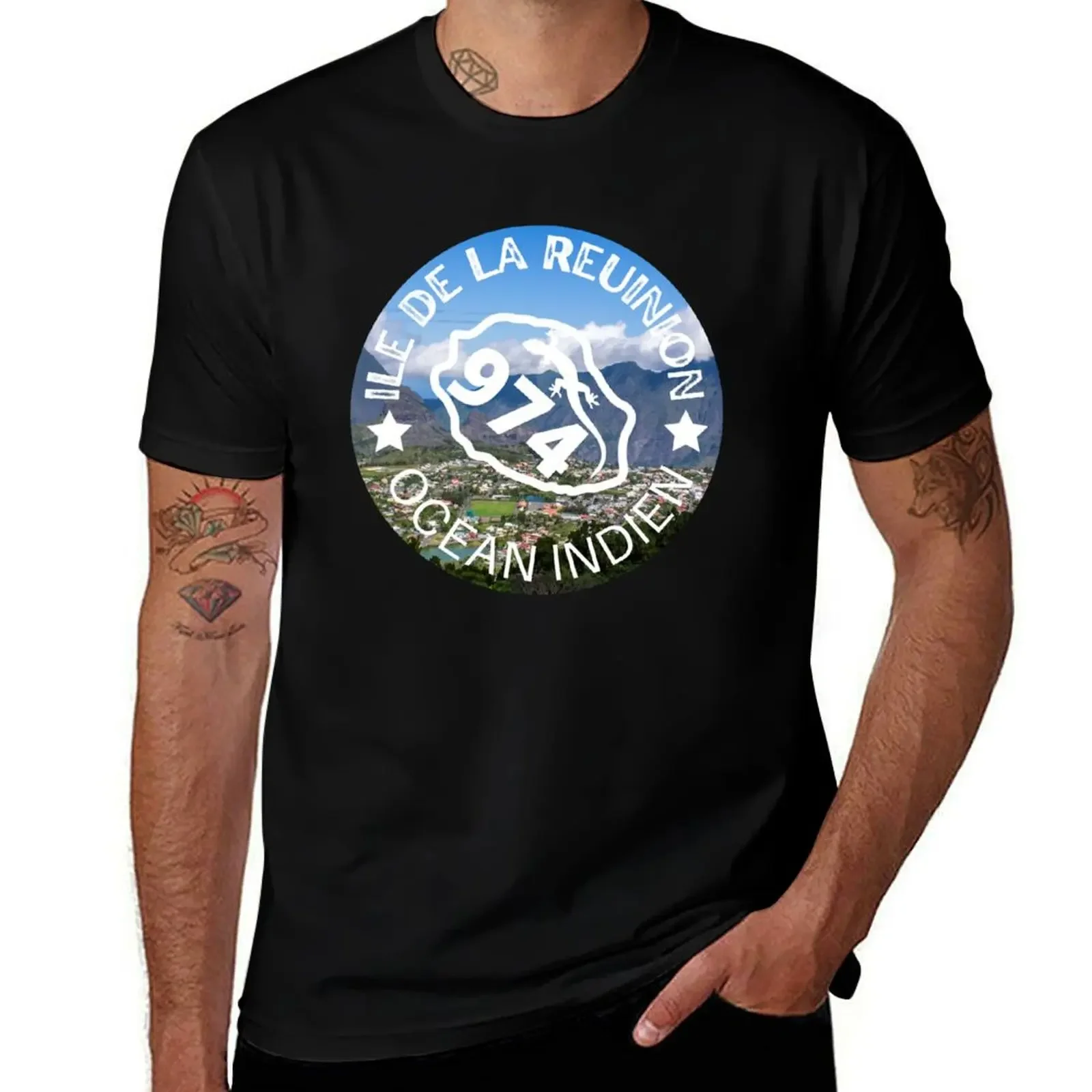 

974 - Ile de La Reunion - Margouillat T-Shirt anime Aesthetic clothing tee shirts for men