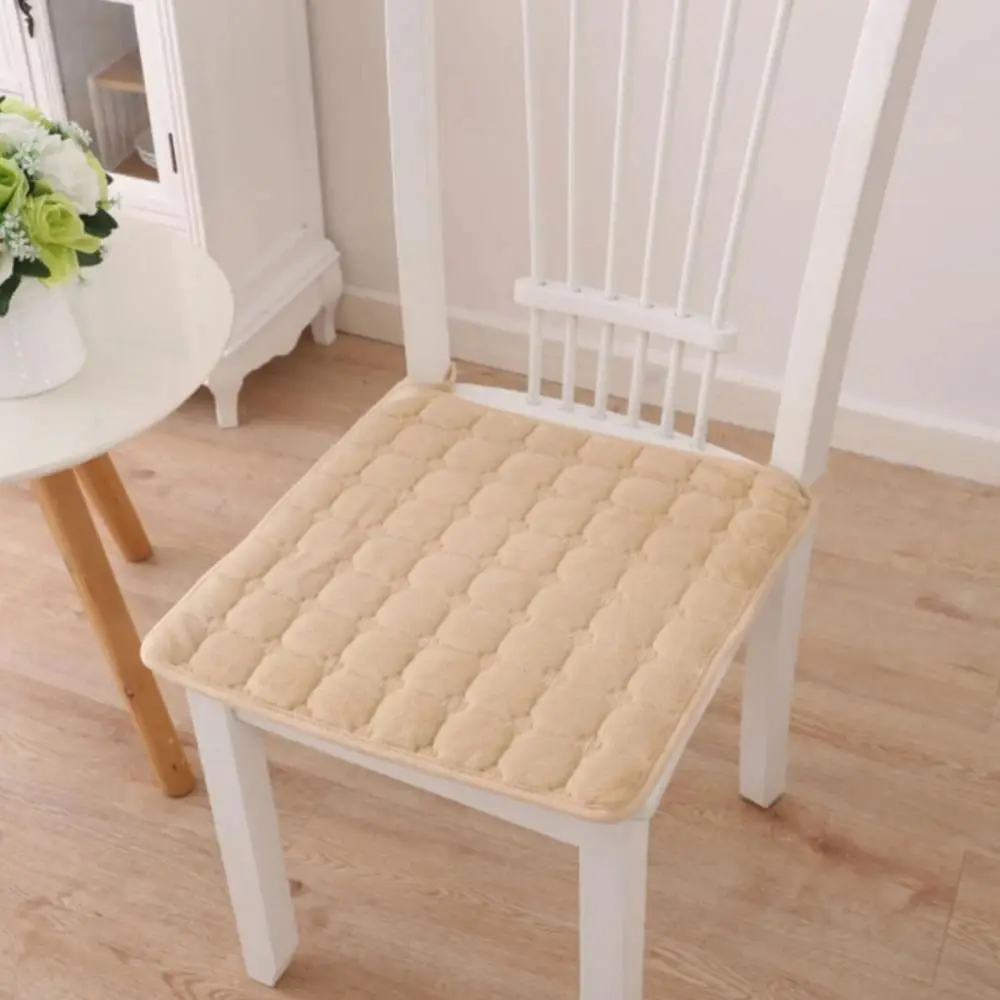 Durable 45x45cm Seat Cushion Plus Velvet Non Slip Car Seat Pad Square Flannel Student Chair Pad Office Home Decor