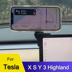 Car Phone Holder For Tesla Model Y X S 3 Highland 2024 Center Console Screen Magnetic Wireless Charger Mount For BYD Atto 3