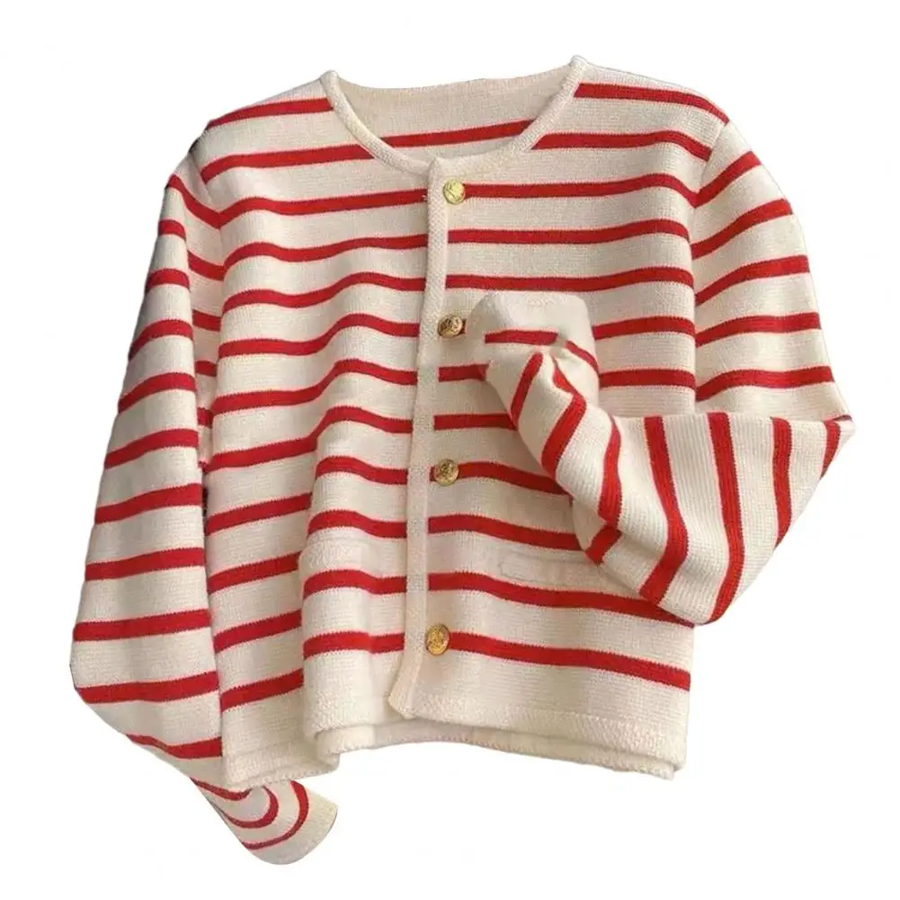 

Модная трикотажная одежда в полоску для женщин, уютный полосатый вязаный свитер, мягкий Свободный кардиган для женщин и девочек на осень и зиму