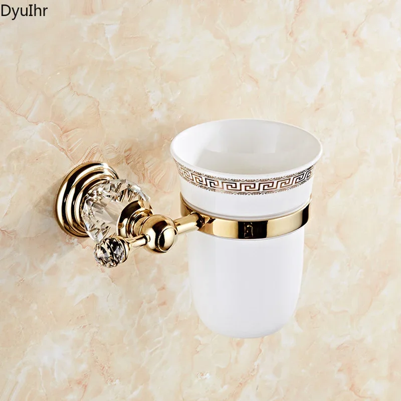 1pcs stainless steel golden crystal toilet brush holder toilet cleaning toilet brush head storage bathroom accessories