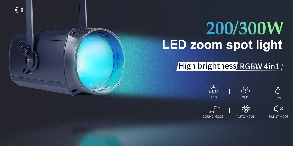 DMX 300W 2in1 Kalt+Warm /RGBW LED Zoom COB Beleuchtung für Party Nachtclub Kirche Hochzeit Lichteffekte – Detail 1