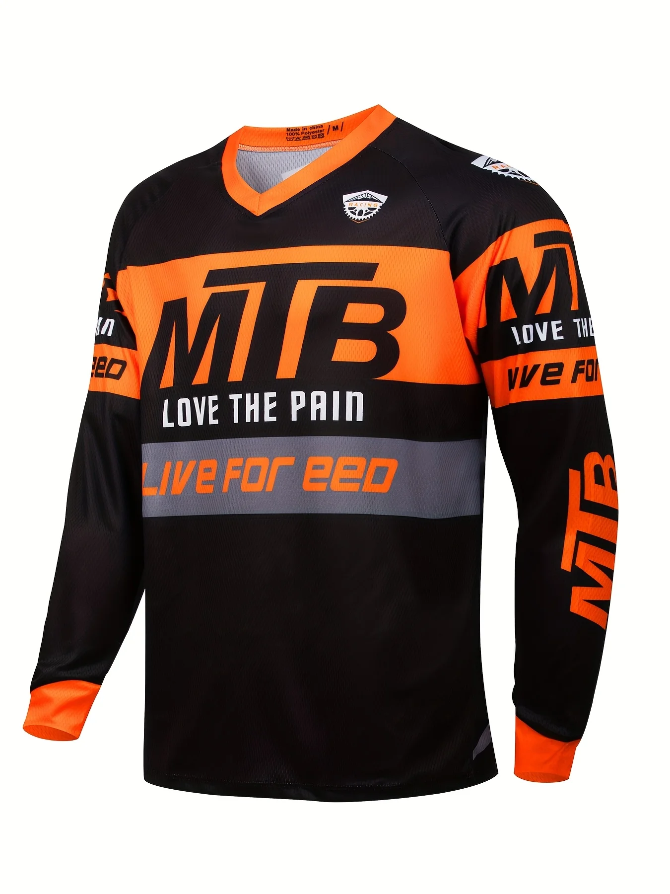 2026 Spring and Autumn MTB Casual Long-Sleeved T-shirt for Men and Women Fashionable  Trendy V-Neck Motorcycle T-shirt