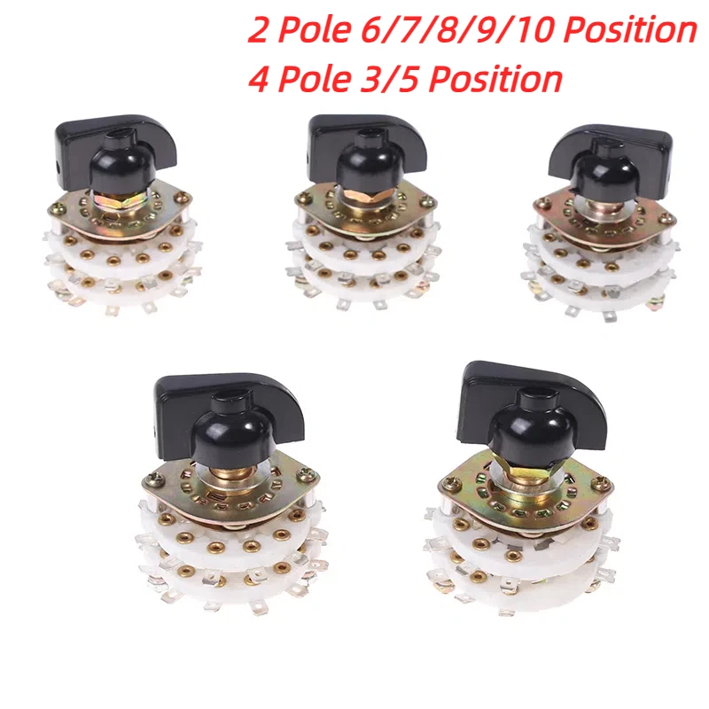 KCZ 2 Pole 6/7/8/9/10 Position 4 Pole 3/5 Position With Channel Rotary Switch Selector With Cap
