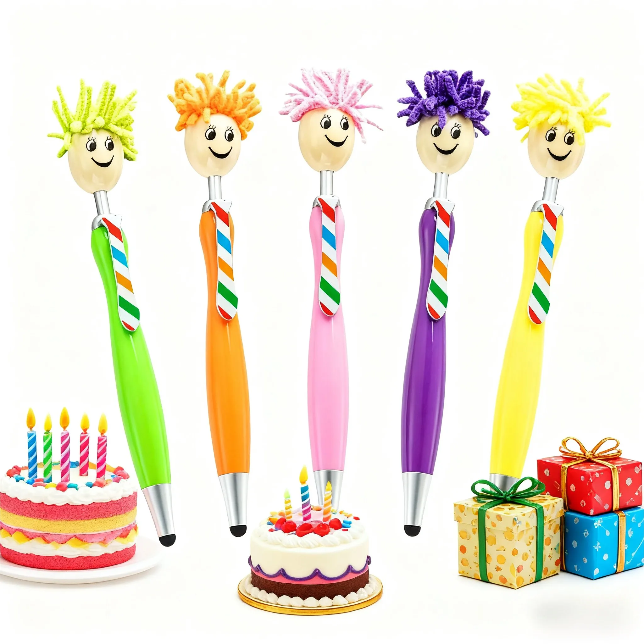 

5 шт. шариковая ручка с милым персонажем мультфильма, креативная плюшевая кукольная ручка с волосами для детей, подарок и офисные школьные принадлежности