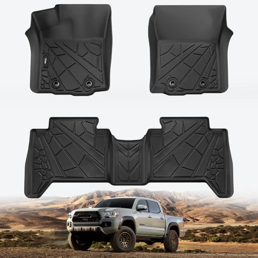 

Custom Fit All Weather TPE Floor Liners for Tacoma 20162023 Double Cab with Automatic Transmission Designed for 1st and 2nd Ro