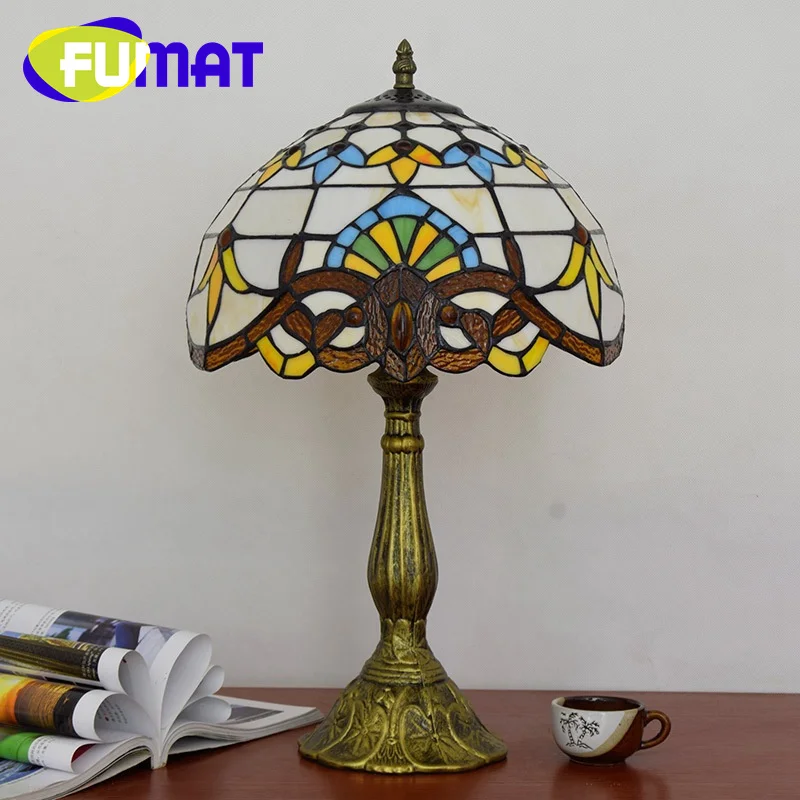 FUMAT Tiffany creative stained glass desk lamp baroque creative art deco living room bedroom bedside bar club lamp Gift lamp