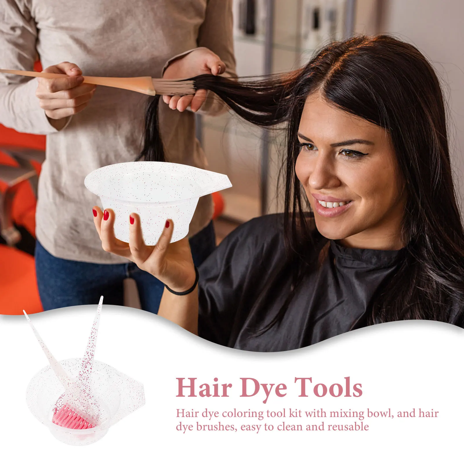 

1Set Hair Coloring Brush Bowl Set Thickened Scaled Mixing Bowl Hair Dyeing Application Tool for Salon and Home