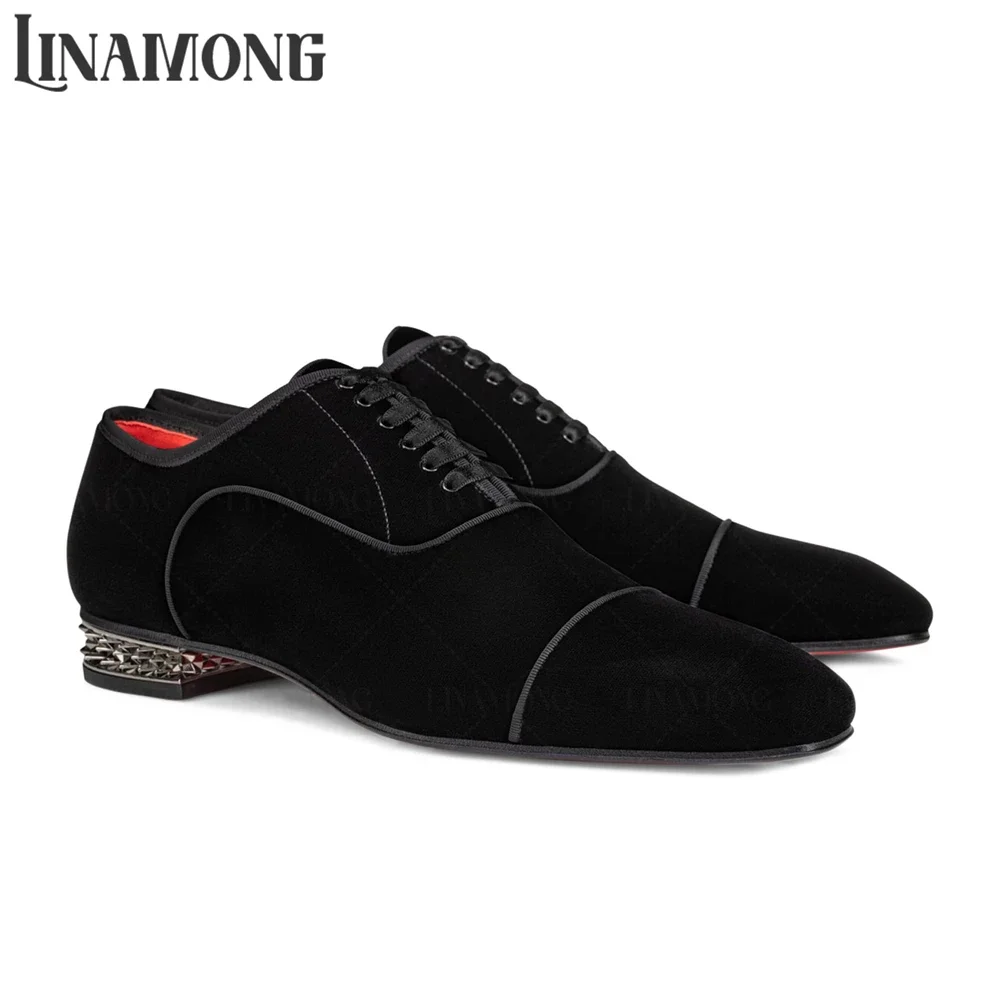 Rivet Heel Black Suede Oxford Shoes Elegant Style Dress Shoes Designer Comfortable Flat Shoes Luxury Men Shoes Custom Multicolor