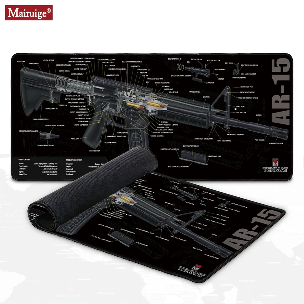 Gun Mouse Pad Gamer Accessories Spear Rifle Speed Parts Firearm Game Black XXL Computer PC Gaming Desk Mats Mousepad 90x40cm