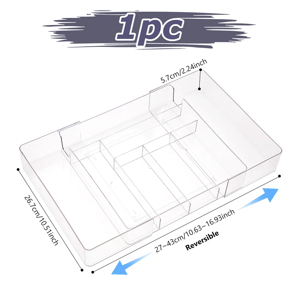 8 Grids Expandable Acrylic Drawer Organizer 10.5x10.5x2.2 Inch Drawer Trays with Adjustable Compartment Clear Shallow Divider
