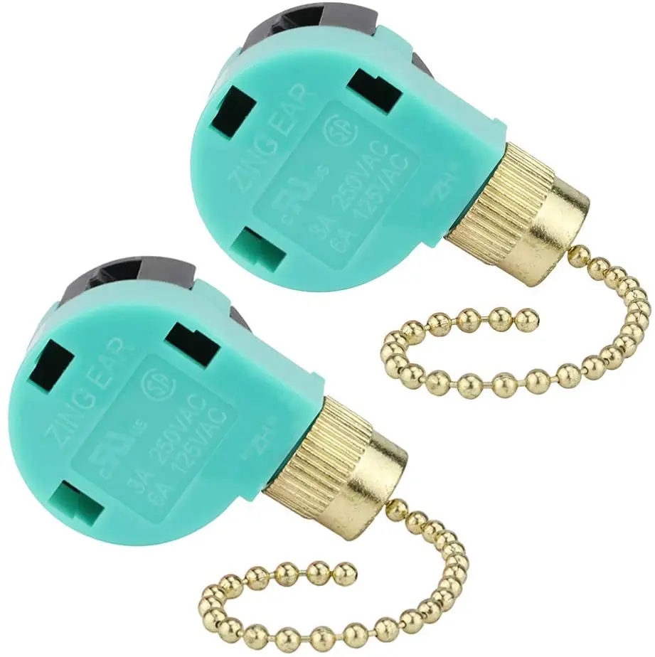 

2 pcs Ceiling Fan Switch 3 Speed 4 Wire Zing Ear ZE-268S6 Fan Pull Chain Switch Replacement Speed Control Switch