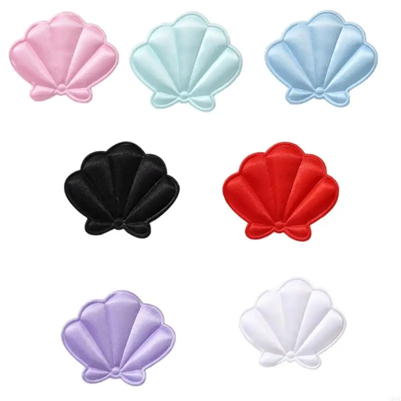

10Pcs Fabric Seashells Charm Decoration Gluing/Sewing on Seashells Patches Appliques For Art Craft Hair Clip Accessories Y08E