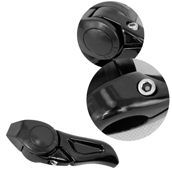 

Pair Black Ox Horn Bar End Handlebar Grips Durable Aluminum Alloy Tpr Rubber Ergonomic Anti-Slip Bike Handlebar Grips