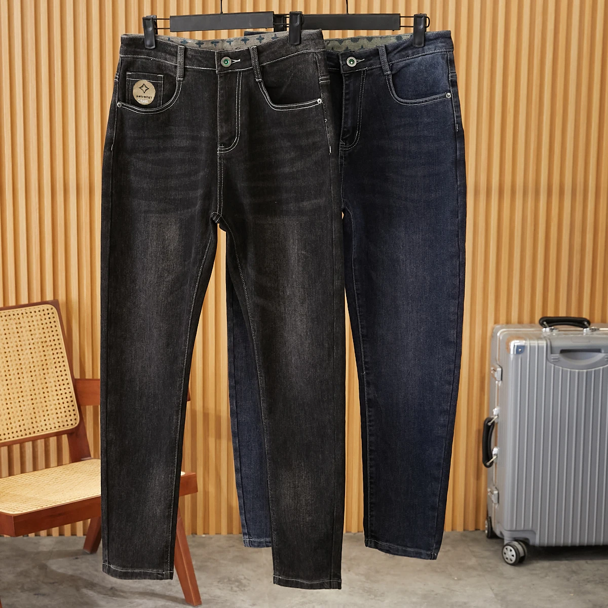 

Quali Men's Faionable Straight Leg Jeans Stretchy Multi-Dimensional Waed Long Pants Spring New Sle Urban Casual Fit