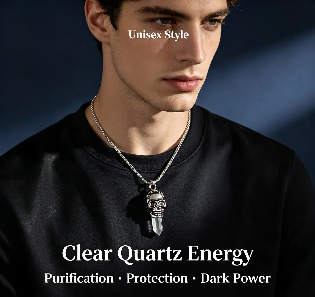 Punk Element Energized Hexagonal Terminated Clear Quartz Points Pendant Necklace Crystal Creative Accessories Jewelry Gift