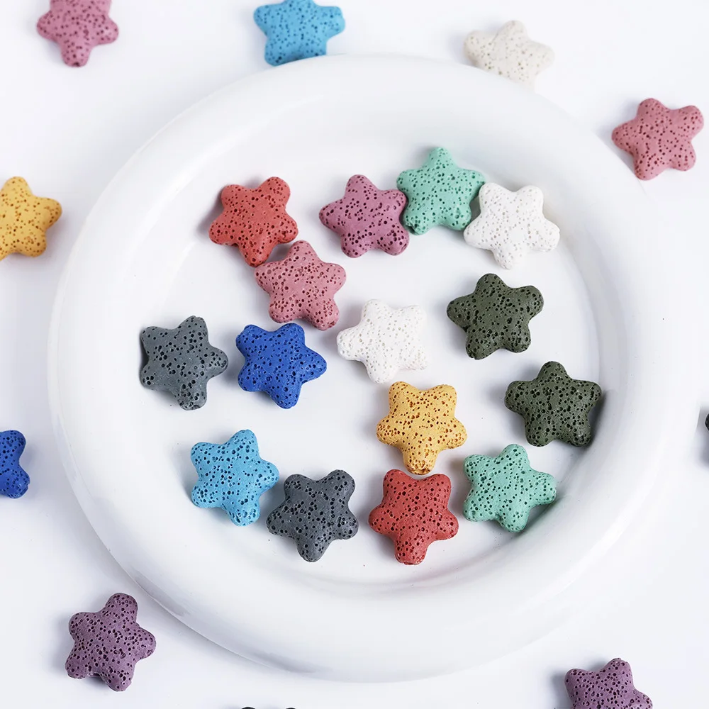 Nouveau 22MM 5 pièces mode étoile de mer colorée pierre de lave volcanique perles en vrac pierre naturelle pour la fabrication de bijoux bracelet à breloques à faire soi-même