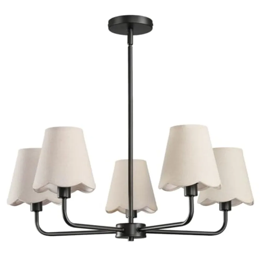 

Dining Room Black Chandelier - 5-Light Farmhouse Fixture, Industrial Metal Ceiling Hanging Light for Kitchen, Bedroom, Living R