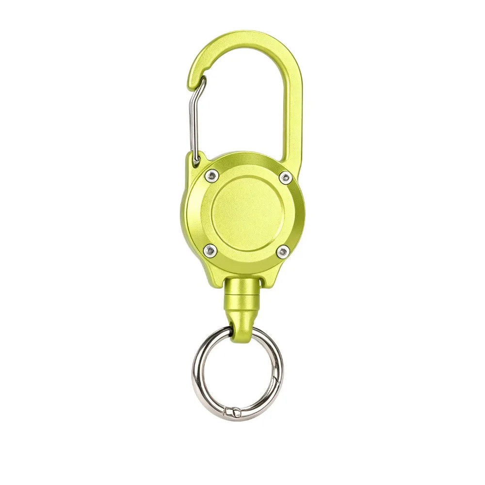 Aluminum Alloy Retractable Keychain Steel Cable Wire Rope Retractable Key Holder Portable Heavy Duty Retractable Key Chain