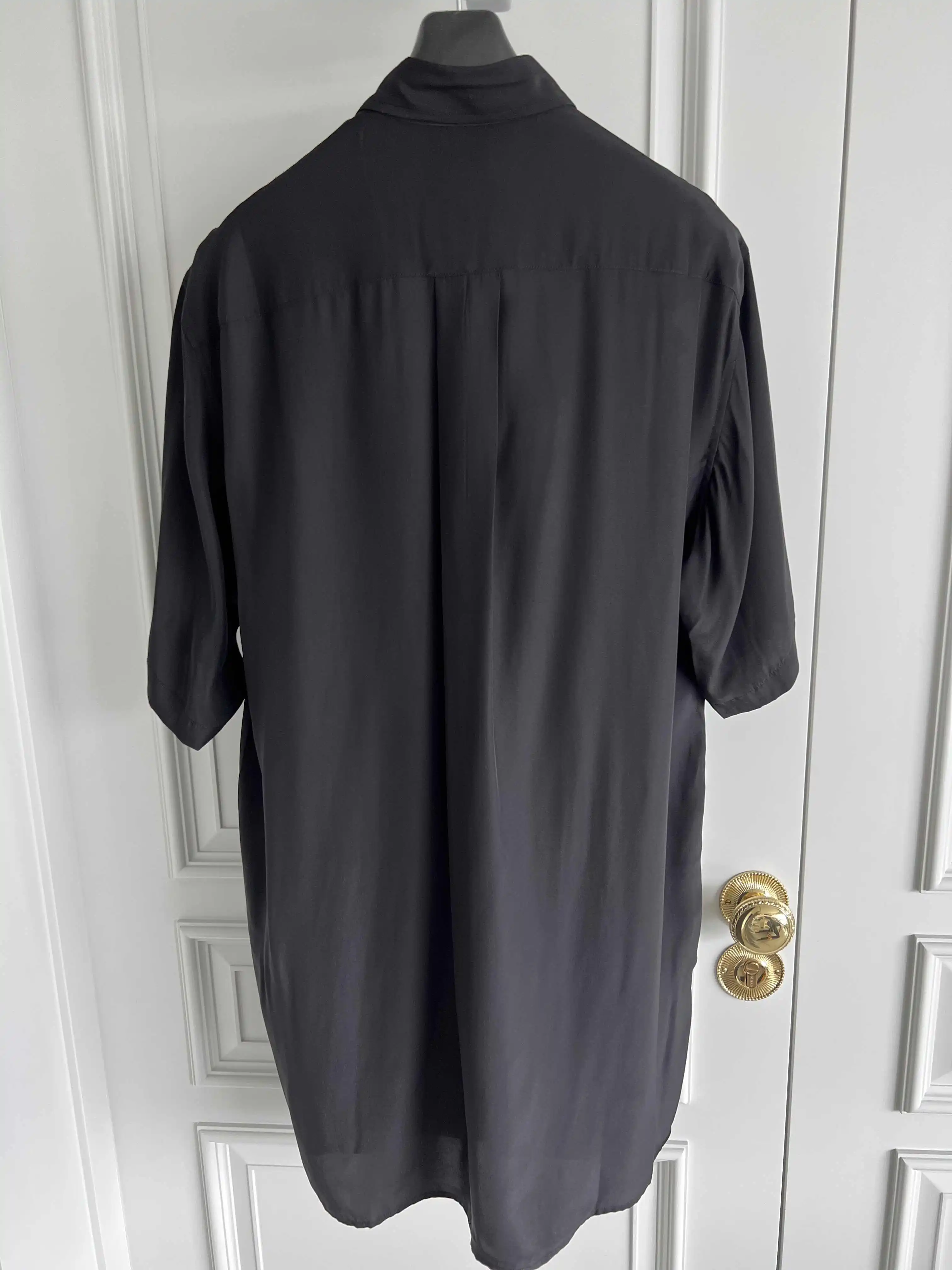 TOP-YAMAMOTO original design printed crow short-sleeved silk loose shirt for men's silhouette