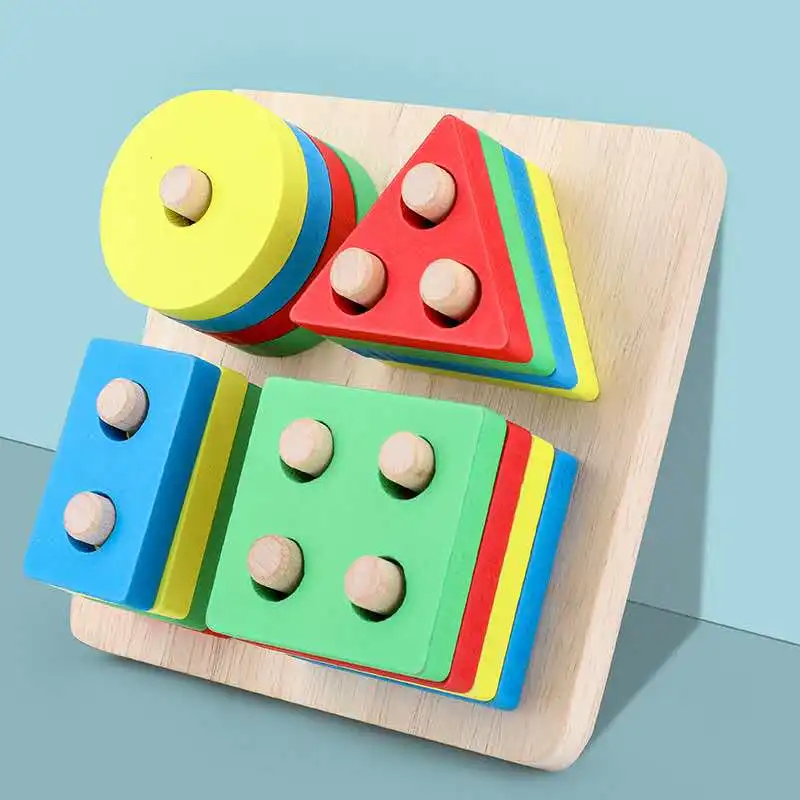 Wooden Sorting Stacking Montessori Toys  Color Recognition Blocks Matching Puzzle Fine Motor Skill Educational  Learning Toy