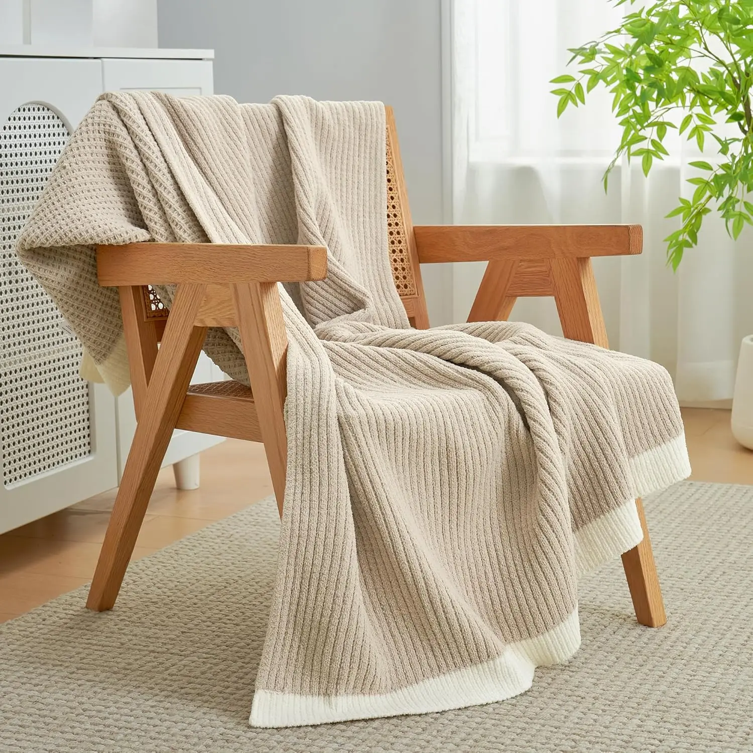 Chenille Waffle Throw Blanket for Couch, Reversible Soft Cozy Knit Blanket Lightweight Warm Decorative Throw for Sofa,Bed,Living