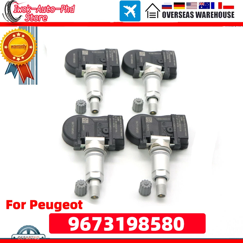 

Для Peugeot 207 307 407 508 607 807 1007 Для Citroen C4 C5 C6 C8 433 МГц 5430T4 1/4 шт. 9673198580 Автомобильный датчик давления в шинах TPMS