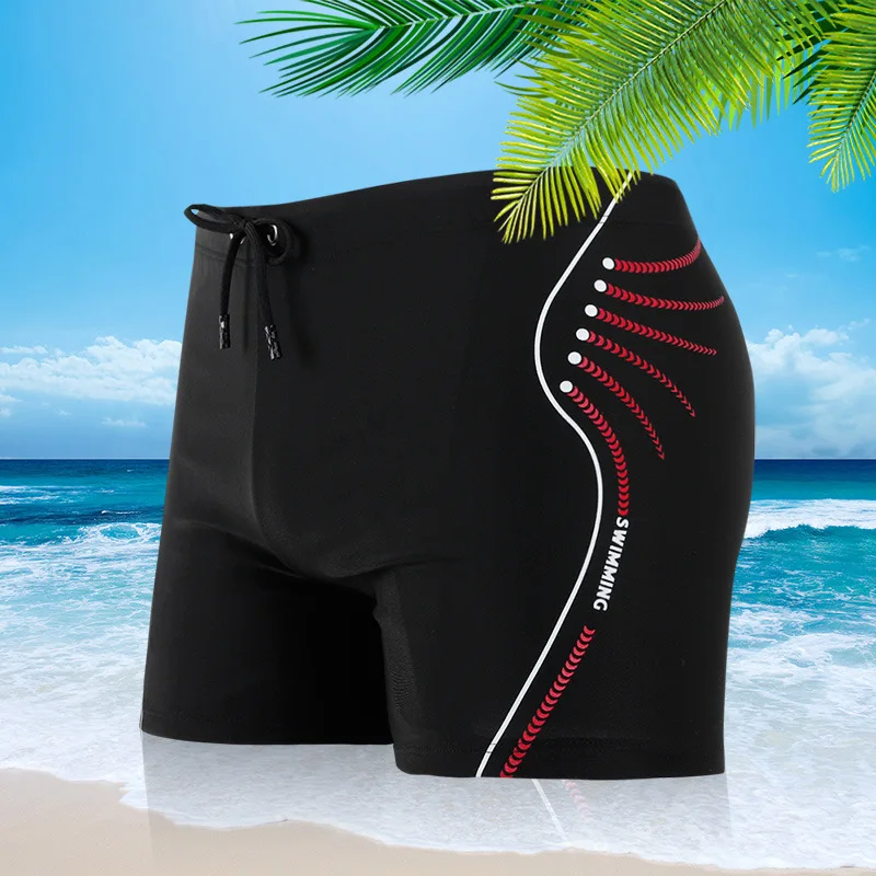 Summer New Men's Swimming Trunks Anti-embarrassing Swimsuit Fashion Flat Offset Printing Large Size Hot Spring Shorts Swimwear