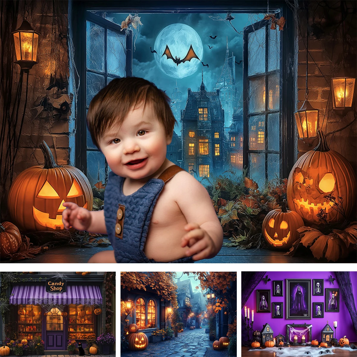 ร้านขนมฮาโลวีนพื้นหลังเค้กฟักทอง Smash เด็ก Photobooth Gothic Spooky Room เด็กผู้ใหญ่ฉากหลังภาพ