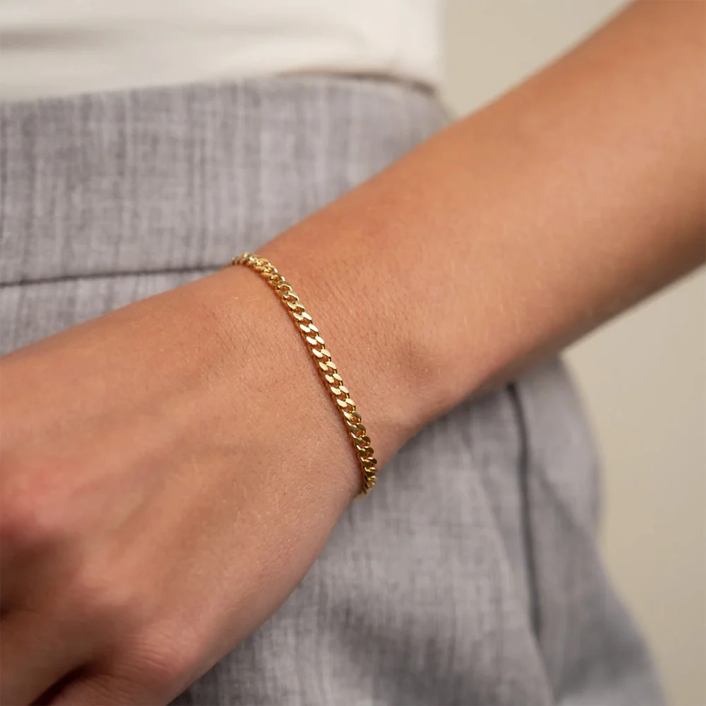 سوار eManco Fashion الكوبي المطلي بالذهب للرجال مصنوع من الفولاذ المقاوم للصدأ ومشبك جراد البحر قابل للتعديل وإكسسوارات بسيطة #4