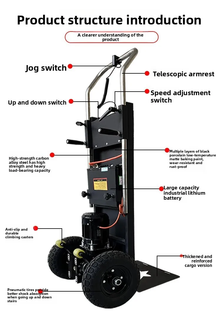 400kg Electric Stair Climber with Lithium Battery – Long Range Foldable Loading Plate Stair Climbing Hand Truck